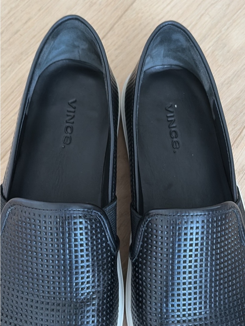 Vince Black Perforated Blair Slip-On Leather Flats